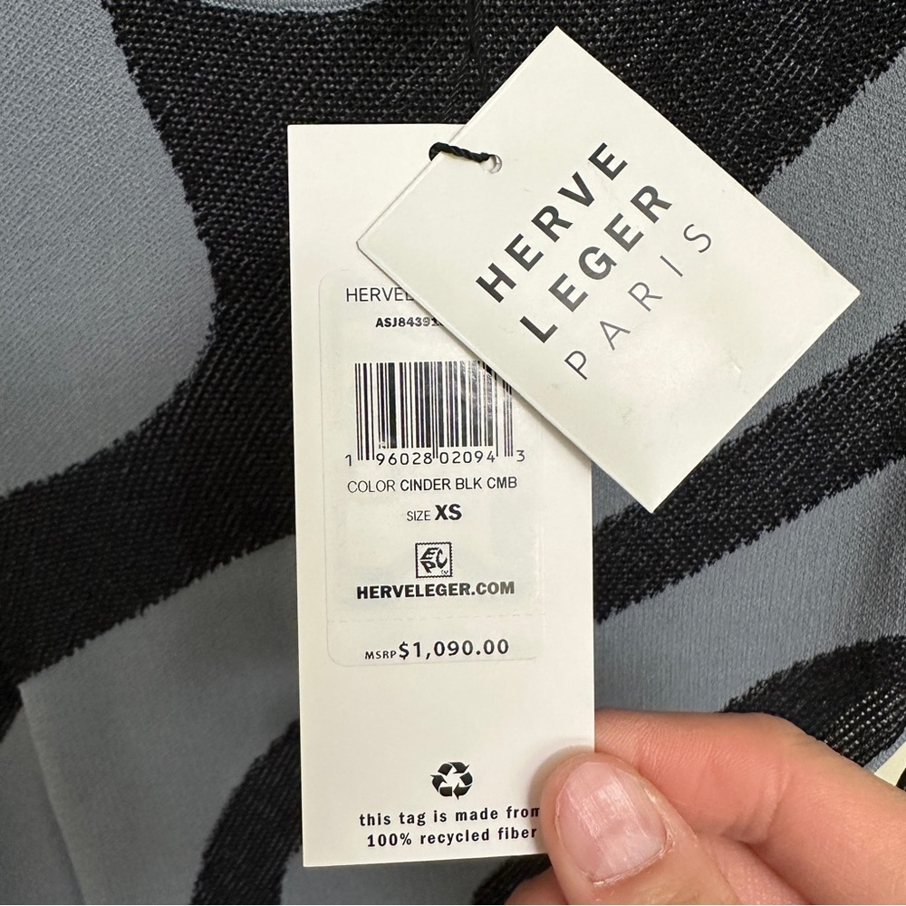 HERVE LEGER ABSTRACT JACQUARD GOWN size XS NWT - Picture 5 of 8